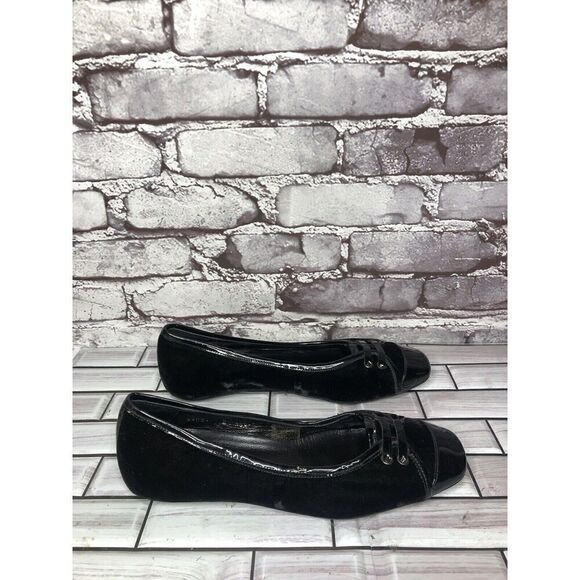 Mascaro Black Suede Patent Square Toe Ballet Flats Shoes Women’s Sz 38.5EU/8M US - Picture 3 of 16